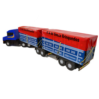 Caminhão Bitrem Carreta Graneleiro Carroceria de Madeira 7 Eixo Brinquedo GIGANTE
