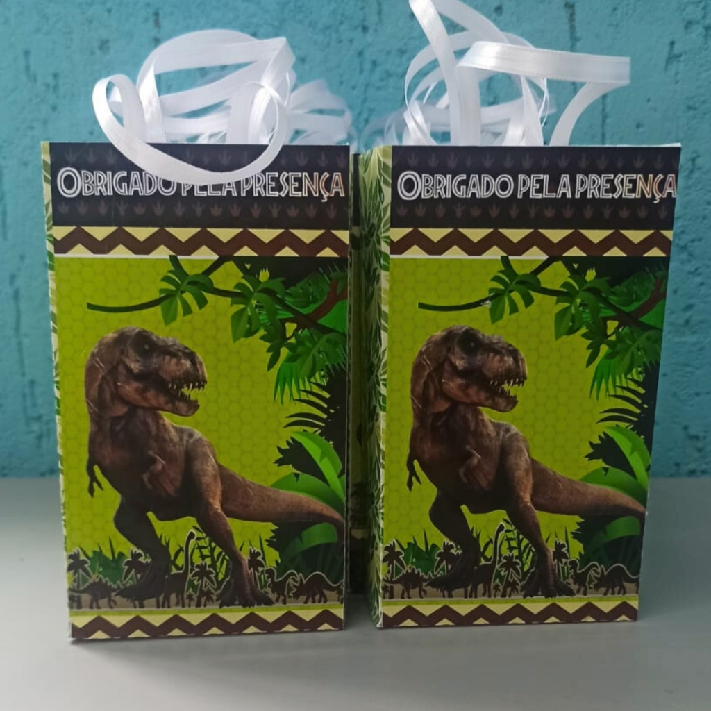 10 Sacolinhas Personalizadas para Festa Lembrancinha Dinossauro