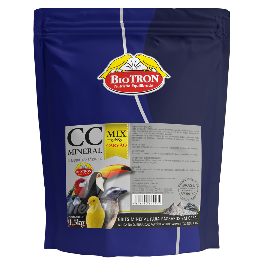 Biotron Cc Mineral Mix Com Carvão 1,5kg Para Aves
