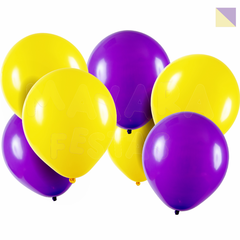 Bexiga - Balão Roxo e Amarelo Sortidos c/ 50 unidades em Oferta na Shopee