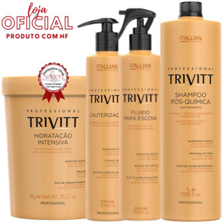 Kit Profissional Trivitt de 4 produtos - Shampoo, Cauterização, Hidratação e Fluido para Escova