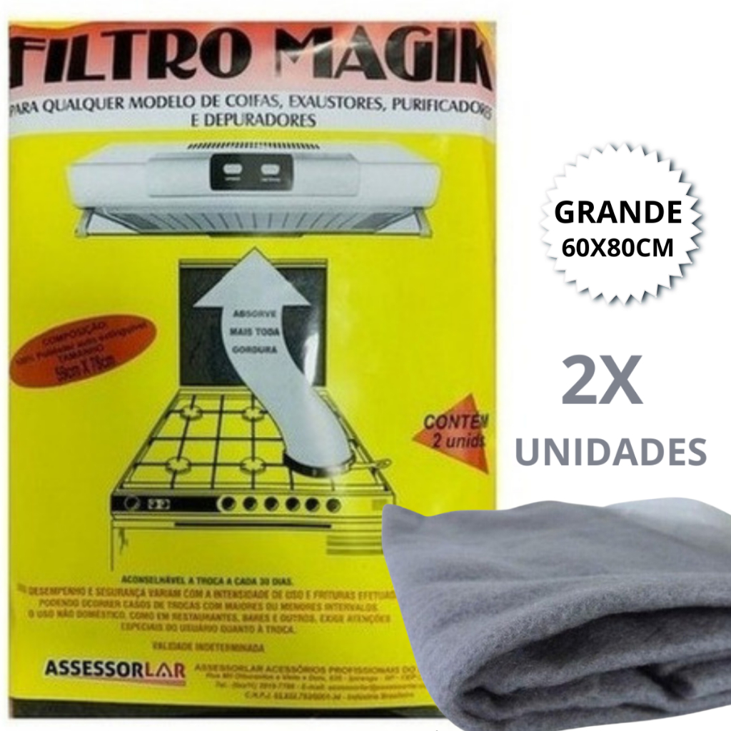 Kit 2 Filtro Para Coifa Depurador Exaustor Sugar Manta Universal - Pacote com 2 unidades