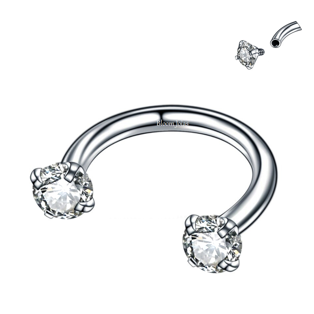 Piercing Ferradura 100% Titânio Rosca Interna com Zircônias em Oferta na Shopee