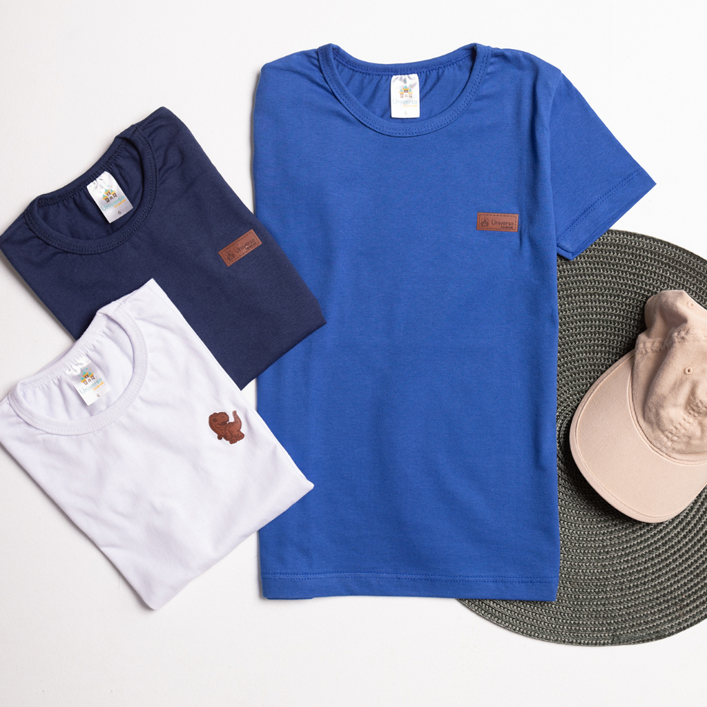 Camiseta Infantil Menino Básica Lisa Manga Curta Roupa Masculino Criança Blusa Algodão Casual Verão Escolar Kids L11 em Oferta na Shopee