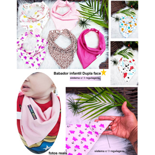 Kit 5 Babador Bandana Bebe Dupla Face Com 3 Regulagens em Oferta na Shopee