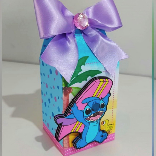 kit caixas stitch com nome / Com apliques - Lembrancinha de aniversário lilo stitch milk ou pirâmide