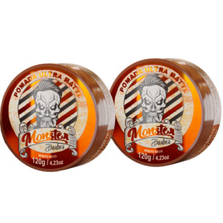 02 Pomada Modeladora monster barber Efeito Matte Caramelo 120g Cabelo e Barba