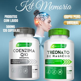 Kit Memoria Magnesio L Treonato + Coenzima Q10 Ubiquinol Puro 500mg 240Cáps Ecomev