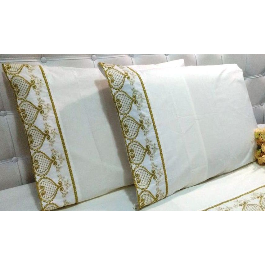 Par Fronhas king 90x50 Barrado Richilieu 100% Algodão 200 Fios em Oferta na Shopee