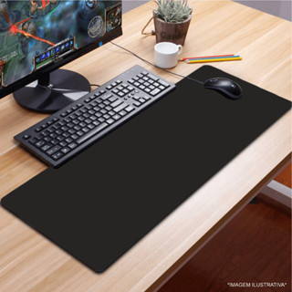 Mouse Pad Gamer 70x35cm Estampa Liso Preto