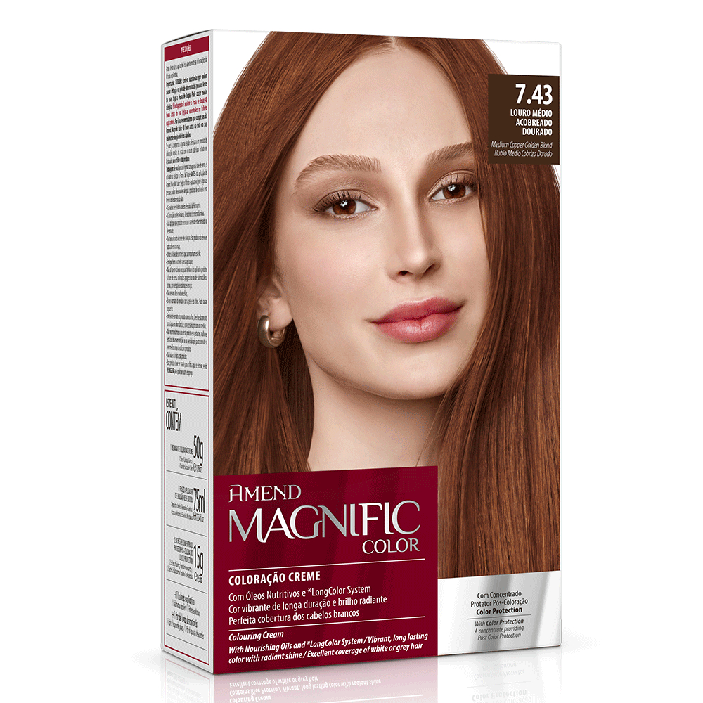 Amend Kit Coloração Magnific Color 7.43 Louro Médio Acobreado em Oferta na Shopee