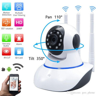 câmera iP robô 3 antenas wifi visão noturna full HD 360º microfone áudio babá eletrônica …