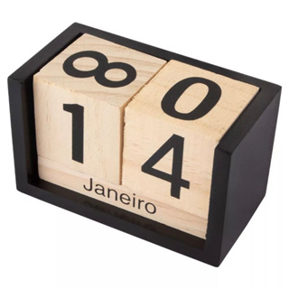 Calendário de Mesa Decorativo de Madeira com Quadradinhos Preto Permanente Escritório em Oferta na Shopee