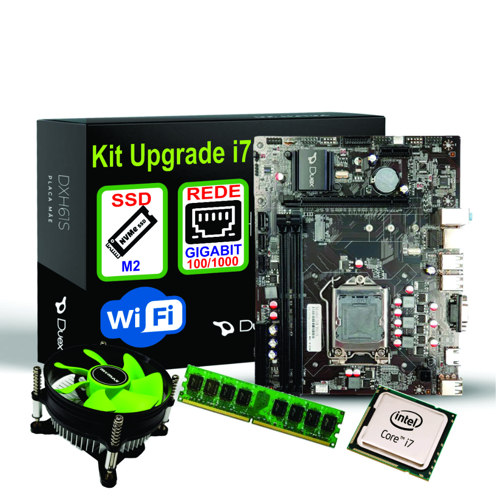 Kit Upgrade INTEL i7 3770 3.4ghz + Placa Mãe 1155 + memória 8gb ou 16Gb + cooler + Wifi TUDO NOVO