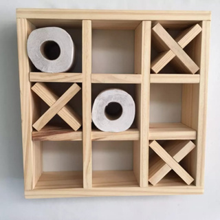 Suporte porta papel Higiênico jogo da velha madeira pinus lavabo banheiro em Oferta na Shopee