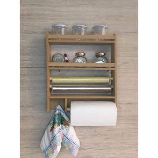 Suporte porta tempero condimentos cozinha duplo organizador parede madeira prateleira mdf em Oferta na Shopee