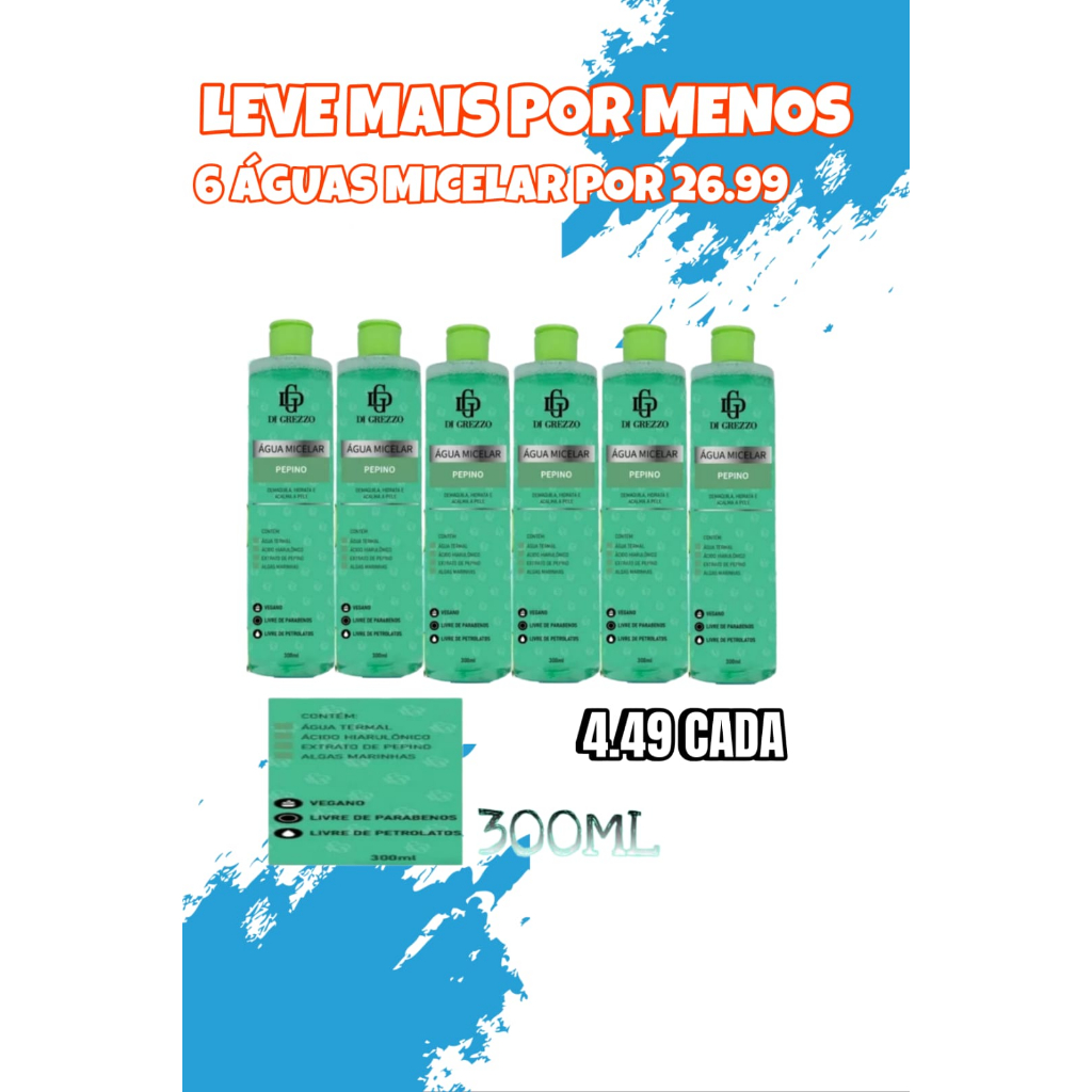 KIT 6 AGUA MICELAR PEPINO DI GREZZO