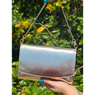 Bolsa Feminina Pequena Metalizada 2 Em 1 Transversal e De Mao Elegante Alça Removivel