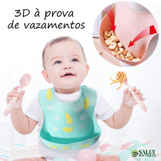 Babador Infantil Silicone Blw Bandana Impermeável Para Bebê Babador Cata Migalhas