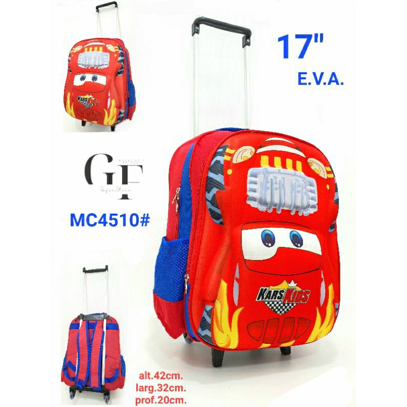 Mochila Escolar Rodinha Carros Reforçada 3d Alto Relevo MC4510