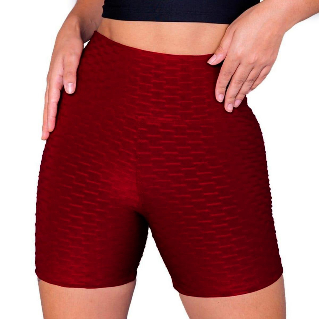 Bermuda Fitness Feminina Colmeia Cintura Alta Levanta Bumbum Top e Bermuda Legging Suplex