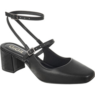 Scarpin Feminino Sapato Slingback Retrô Salto Bloco Grosso Bico Quadrado Confortável Promoção Original Gigil