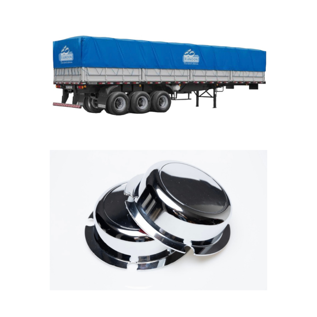 2 Tampa Cubo Cromada Roda Carreta 4 Furos Caminhao Cubo Pequeno Randon Suspensys Truck Suspensys Randon Nova