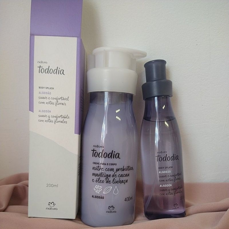 Kit Tododia algodão Natura Body Splash e hidratante corporal.