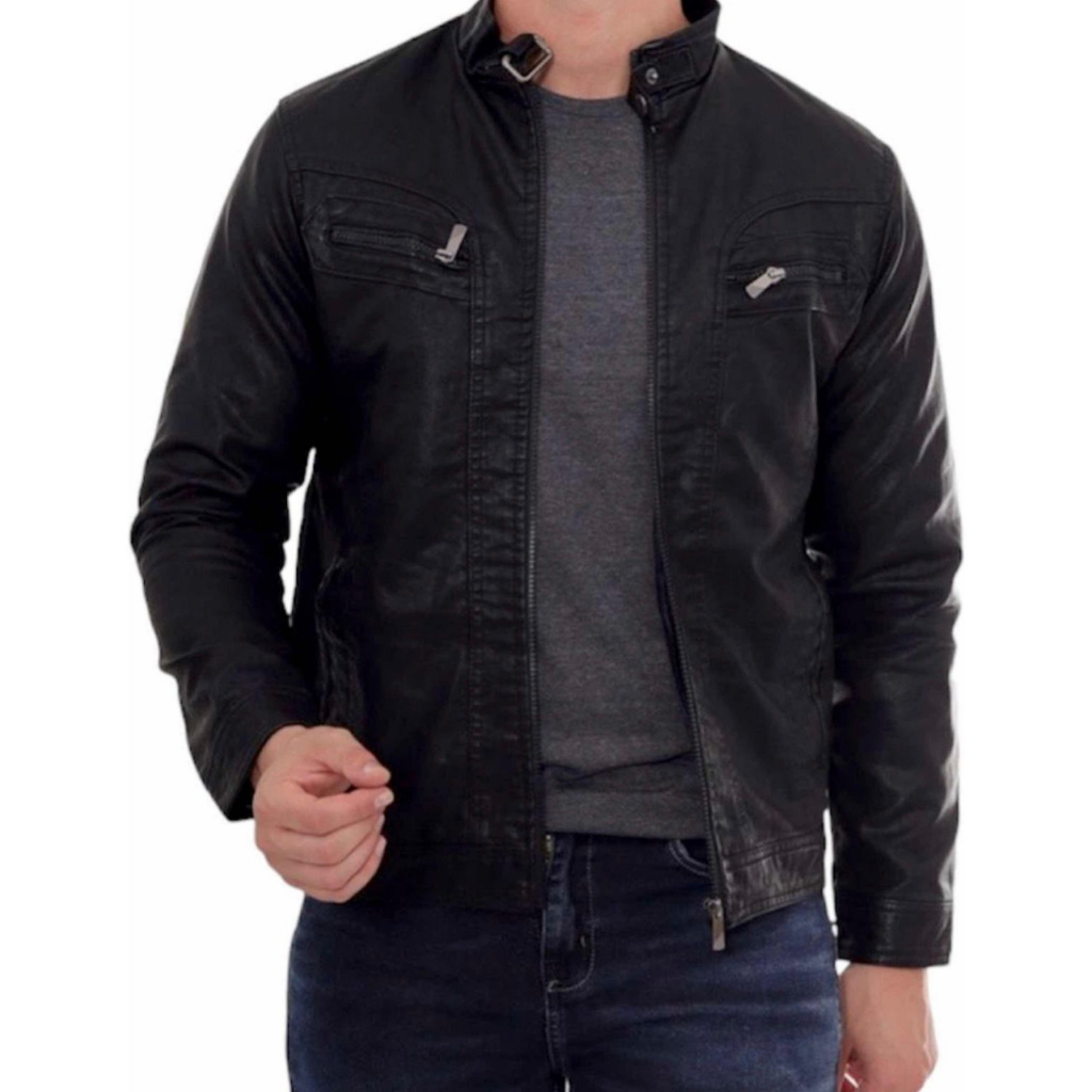 Jaqueta de Couro Masculina Elegante Resistente Moderna Luxo Pronta Entrega