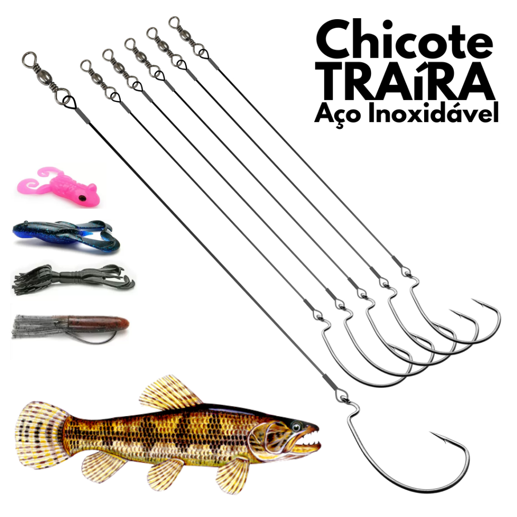 Kit 5 Anzol Offset Anti Enrosco Encastoado Aço Inox 40lbs