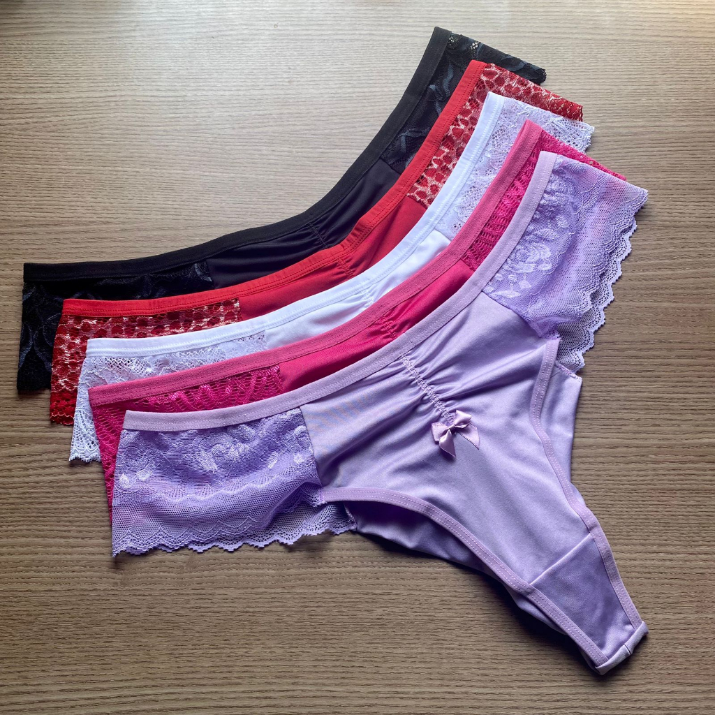 Kit Calcinha Plus Size Fio Duplo Lateral de Renda Lingerie Plus Size Confortável em Oferta na Shopee