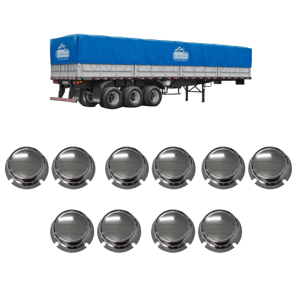 10 Tampa Cubo Cromada Roda Carreta 4 Furos Caminhao Cubo Pequeno Randon Suspensys Truck Suspensys Randon Nova
