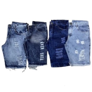 Kit com 2 Bermuda jeans Rasgada masculina em Oferta na Shopee