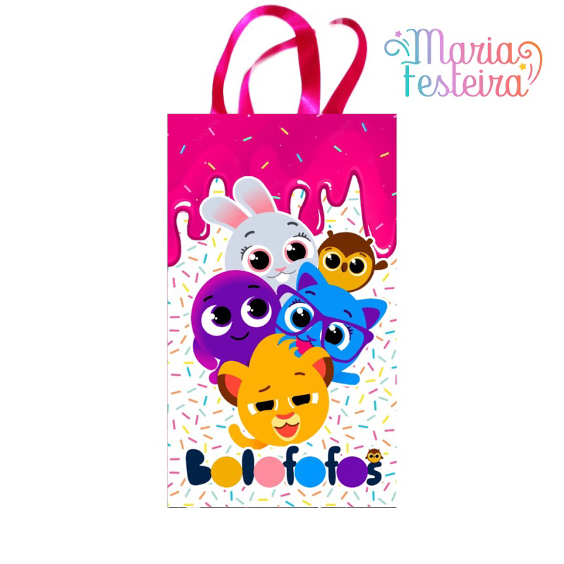 15 Sacolas Personalizadas  Tema Bolofofos  Tamanho 16x10x4cm