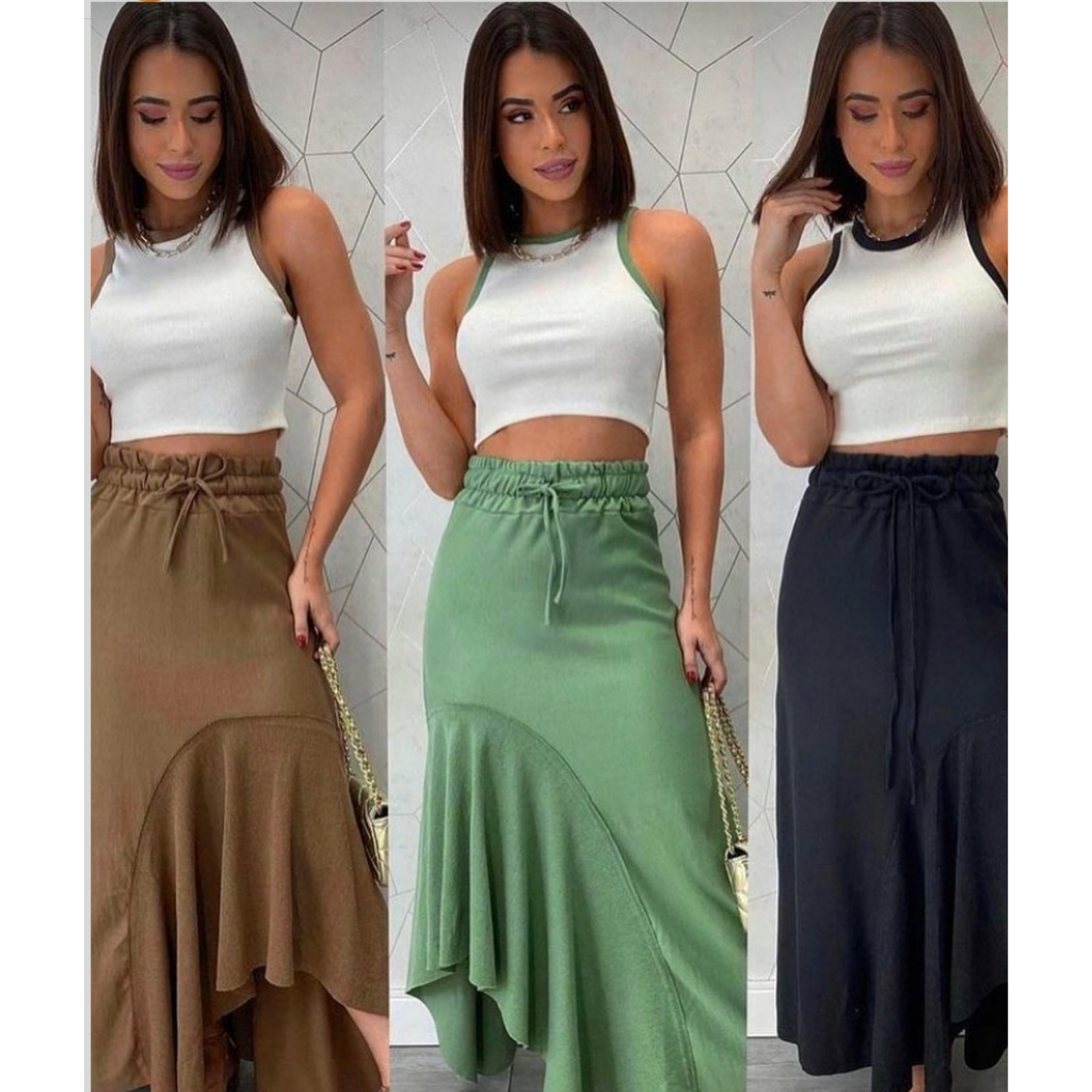 Conjunto Saia diva mais cropped em Ribana modelo novo modelo luxo.