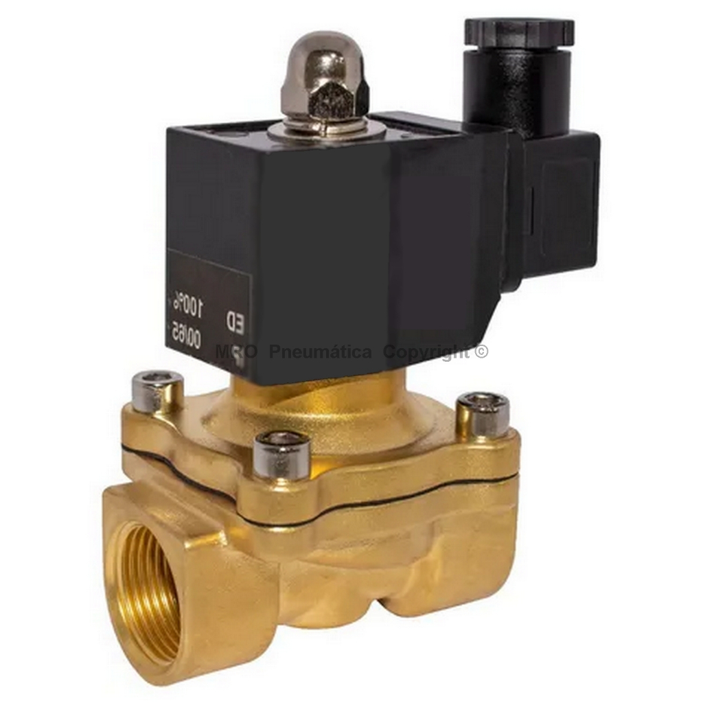 1 PEÇA - Válvula Solenoide DIAFRAGMA  - Àgua, Gás -óleo - Normal Fechado ROSCA  BSP - CORPO EM LATÃO