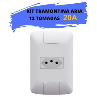 KIT C/ 12 Tomadas Tramontina 20A Aria 2p+t em Oferta na Shopee