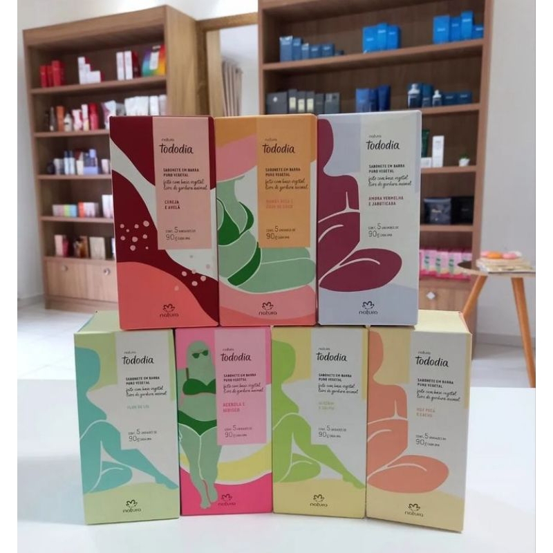 Sabonete Natura tododia em barra caixa com 5 unidades de 90g. cada, escolha a variação desejada