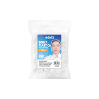 Touca Plástica Descartável Transparente Com 100 Unid