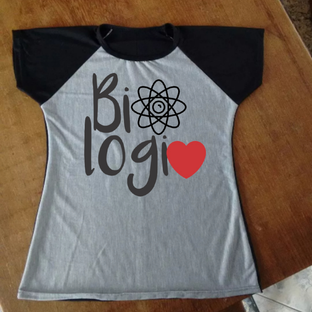 Camiseta de Biologia com Símbolo - Raglan Feminina