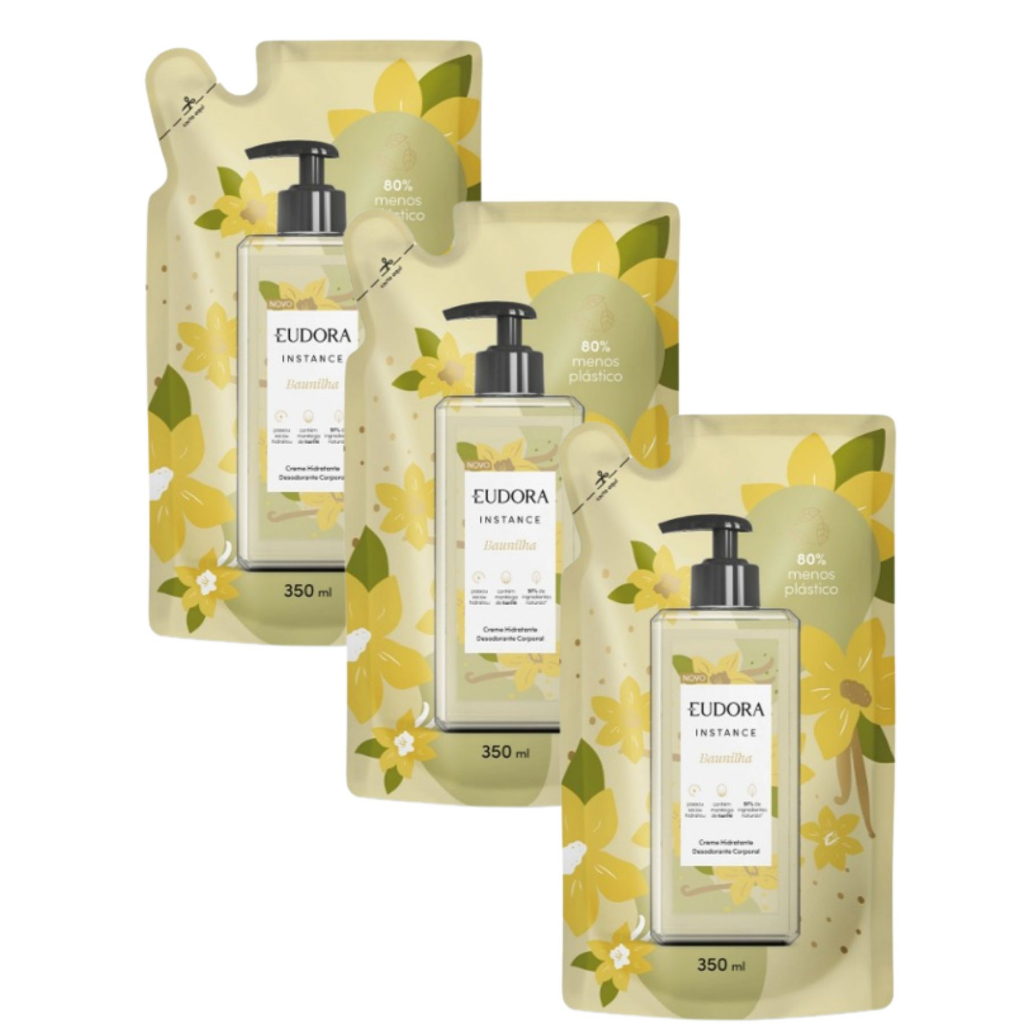 Kit 3 Refis Loção Hidratante Corporal Instanc Baunilha 350ml em Oferta na Shopee