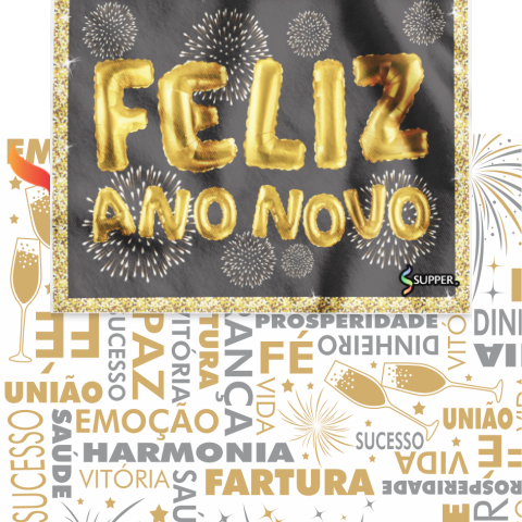 Kit Painel Feliz Ano Novo e Tnt Estampado Feliz Ano Novo Decoracao de Parede Mesa Evento Cenário