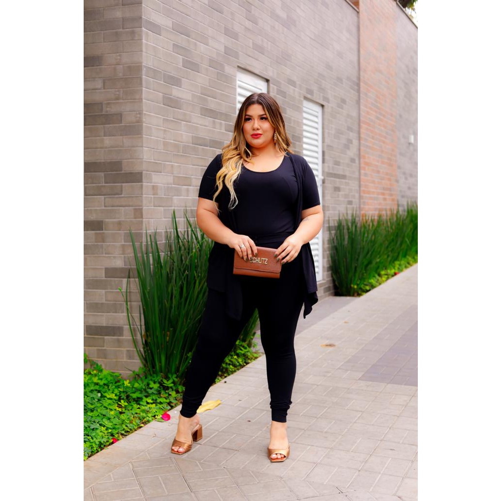 Kimono Feminino + Blusa Manga Curta Cardigan Modinha  Conjunto Plus Size 25