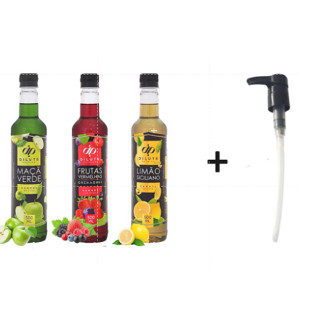 Kit Xarope Dilute Maça Verde+Frutas Vermelhas+Limão+Pump