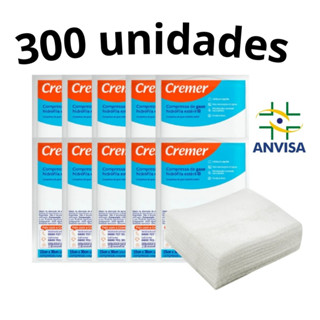 Kit Gaze Estéril 9 Fios Curativo Cicatrização Higiene 10 Unidades 7,5 X 7,5 Cm - Cremer 300 Unidades 30 Pacotes