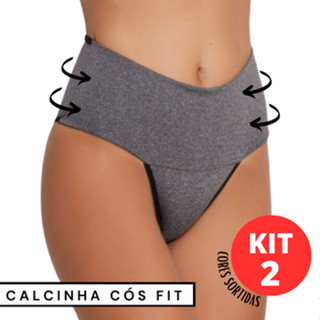 Kit 2 Calcinhas Cós Fit Academia Confortável Microfibra Cintura Alta Forro 100% Algodão Feminina