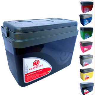 Caixa térmica Cooler 7,5L Alça Tampa bandeja Floripa Unitermi Cerveja Água Suco Praia Churrasco
