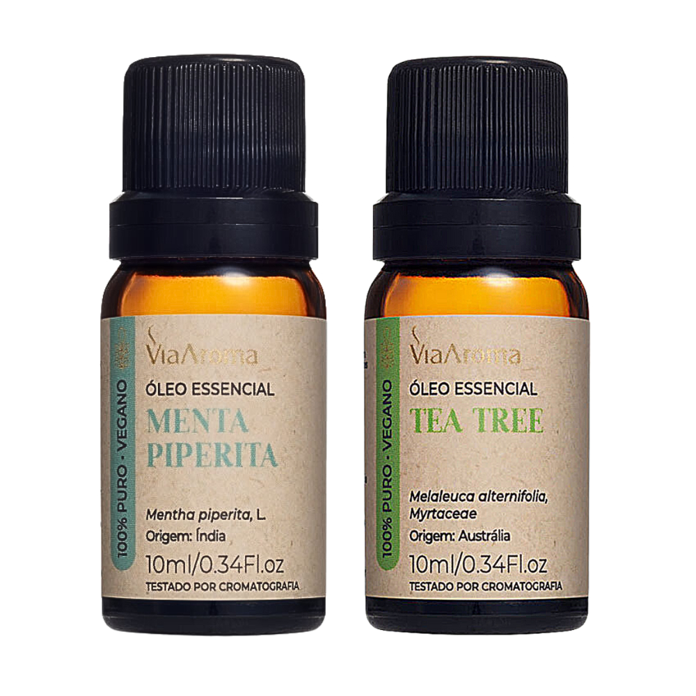 Óleo Essencial De Menta Piperita + Tea Tree (melaleuca) Via Aroma em Oferta na Shopee