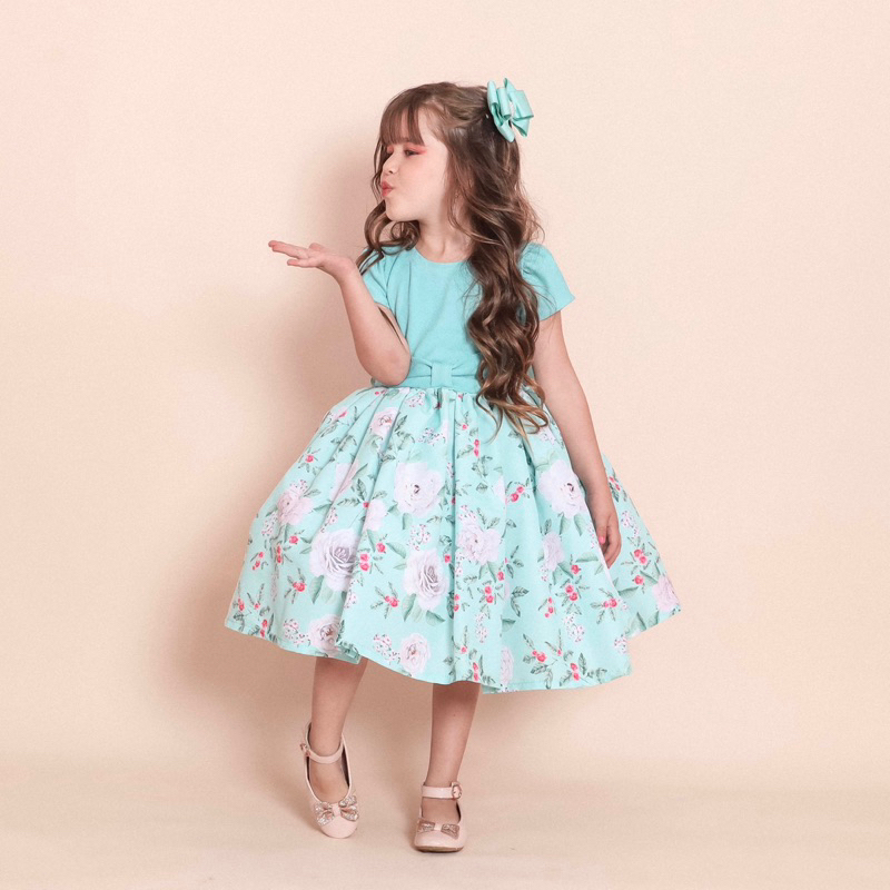 vestido infantil rodado de festa aniversário de luxo princesa estampado em Oferta na Shopee