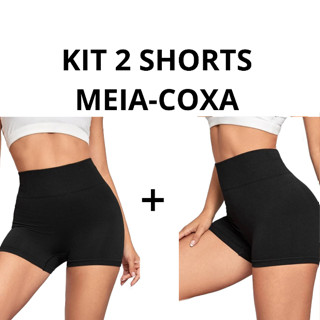 Kit 2 Shorts Meia Coxa linha Fitness Suplex Bermuda Feminina Academia